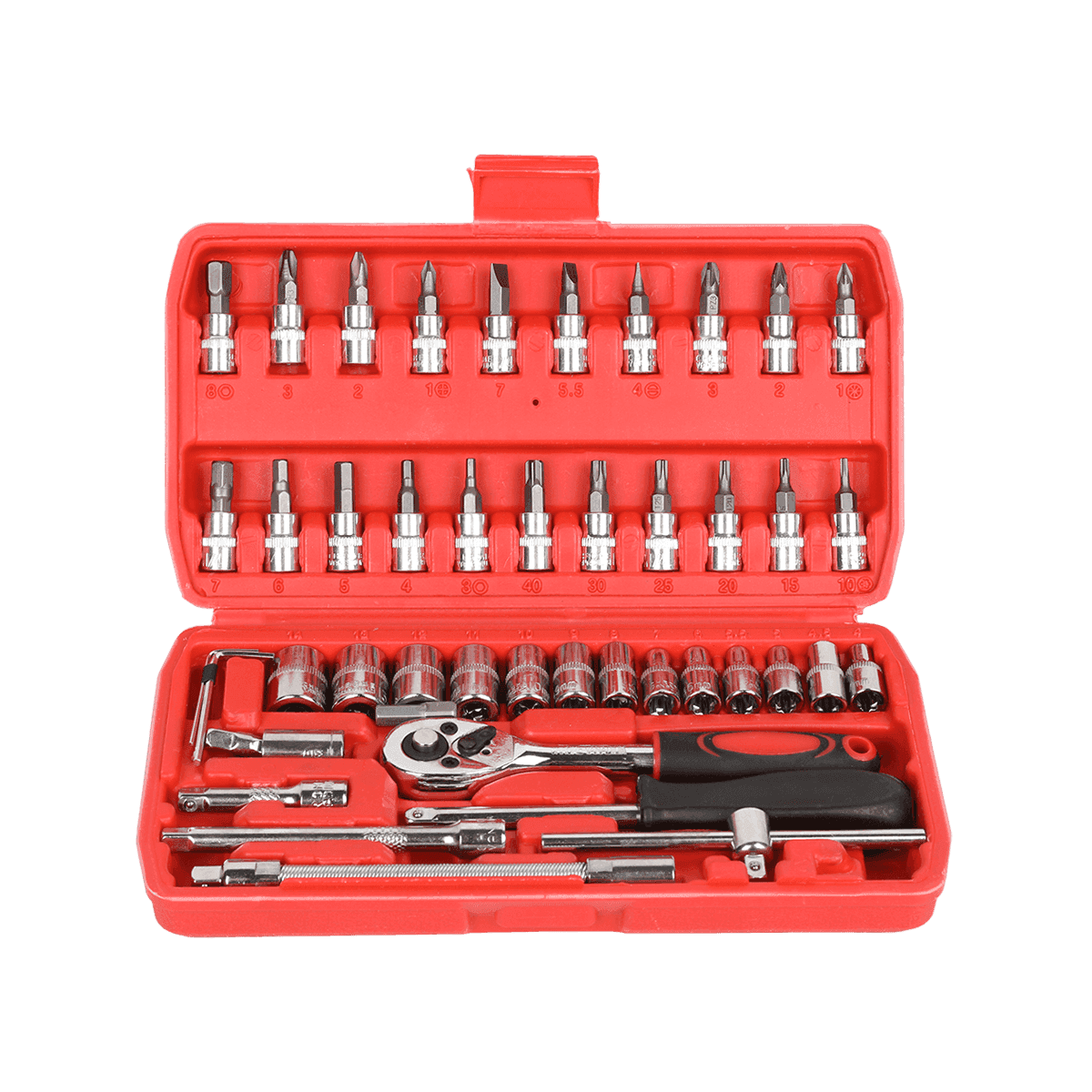 46 عدد 1/4 اینچ دکتر Crv Steel Metric Car Repairing Toolbox Socket Surch tools with ratchet handle