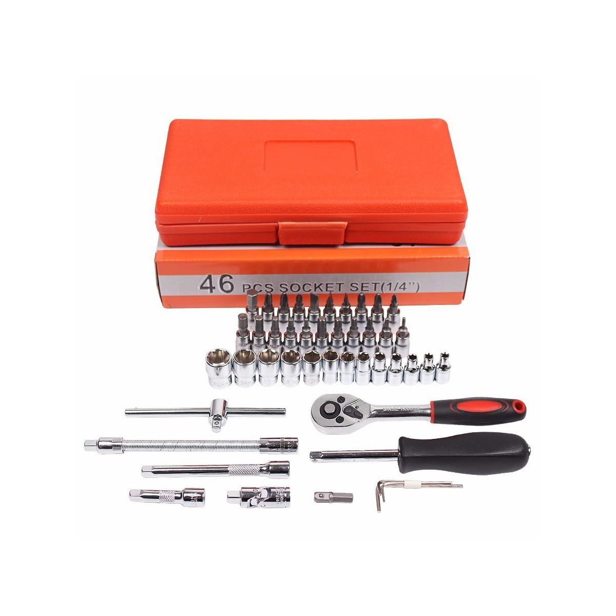 46 عدد 1/4 اینچ دکتر Crv Steel Metric Car Repairing Toolbox Socket Surch tools with ratchet handle